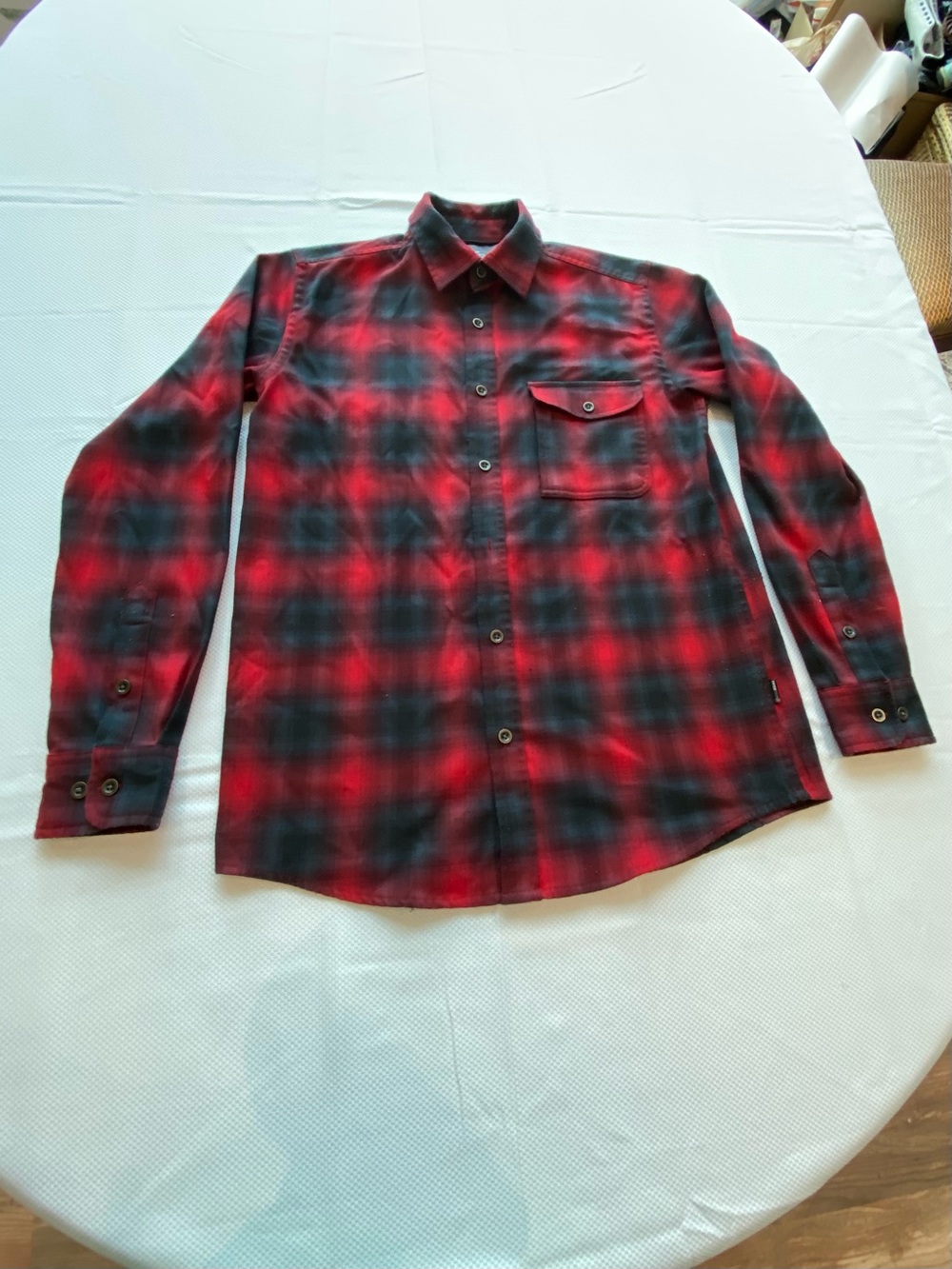 Swiss Tech Red and Black Plaid Button-Down Shirt